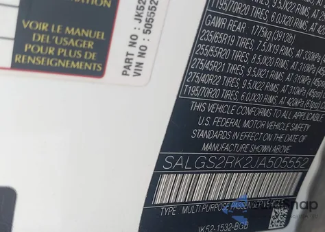 2018 Land Rover Range Rover 3.0L V6 Turbocharged Diesel Hse Td6 из США, поврежденный, VIN SALGS2RK2JA505552